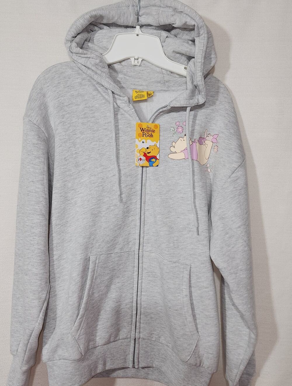 Winnie the pooh Gray zip up hoodie women's small NWT